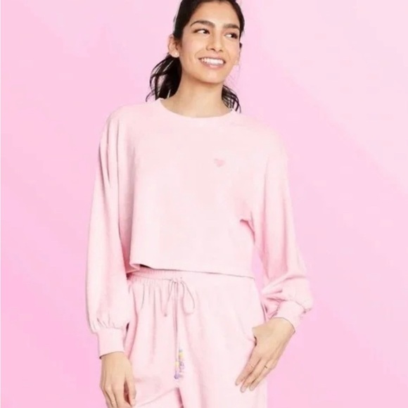 Stoney Clover Lane | Tops | Stoney Clover Lane X Target Cropped Pink Heart  Sweatshirt | Poshmark